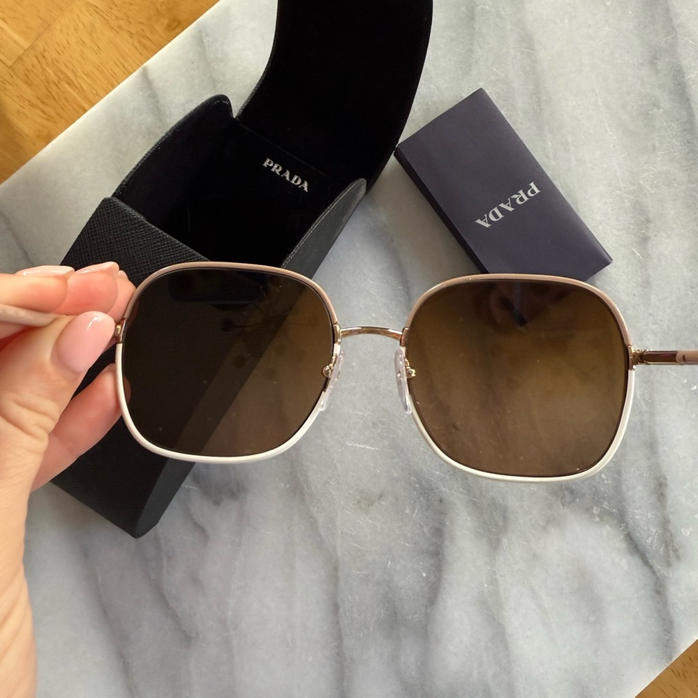 Prada PR 67XS Women's Gold and Brown Sunglasses - Picture 2 of 4